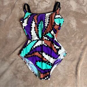 ANITA NWOT 'Lara' Full Coverage Colourful Abstract One Piece Swimsuit - Size 34C